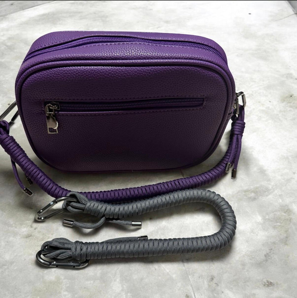 Bolso bandolera de piel sintética – marrón oscuro , violeta