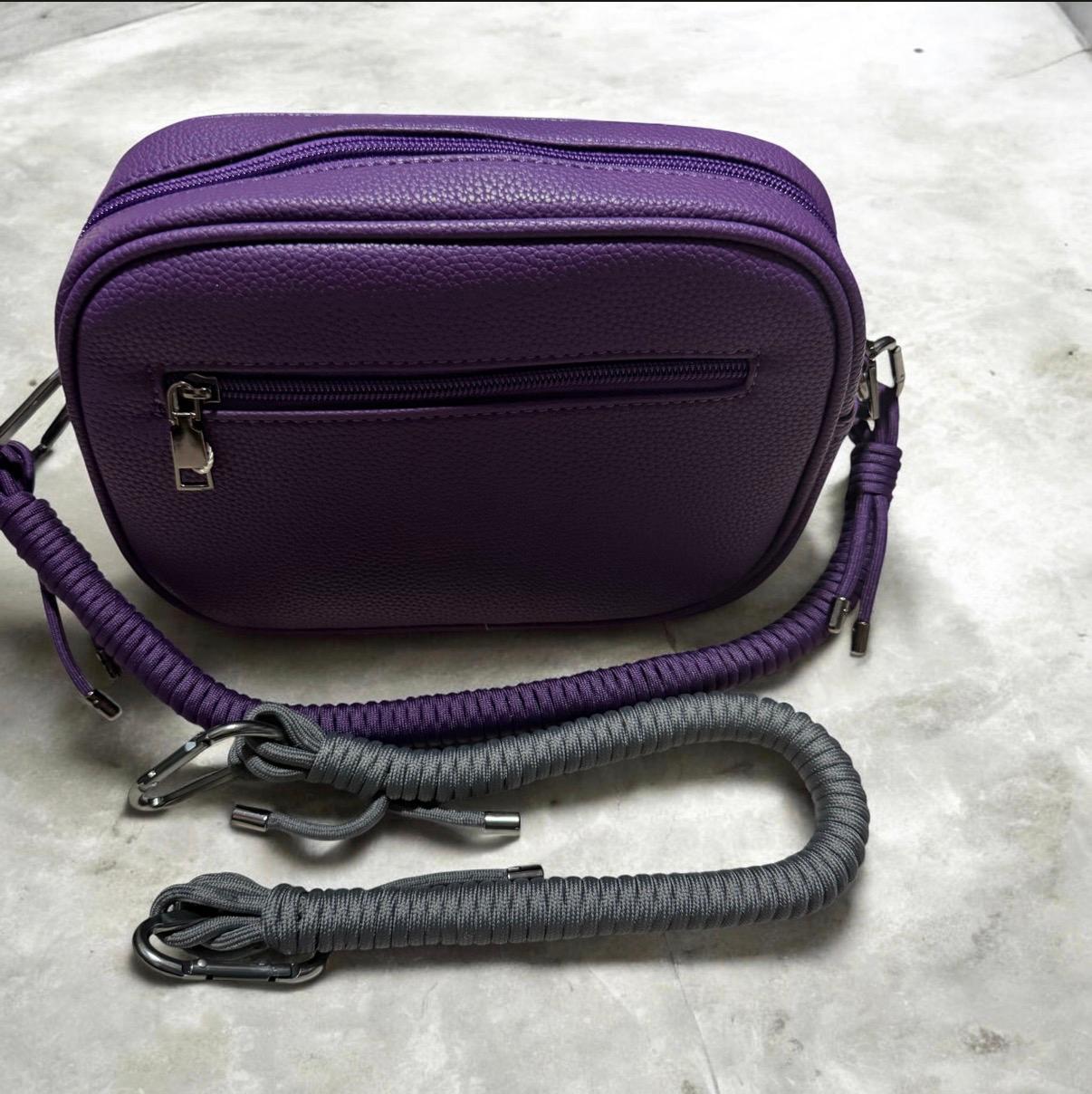 Bolso bandolera de piel sintética – marrón oscuro , violeta