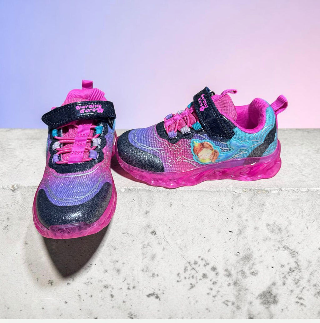 Zapatillas con luces infantiles de colores con diseño brillante, ideales para niñas