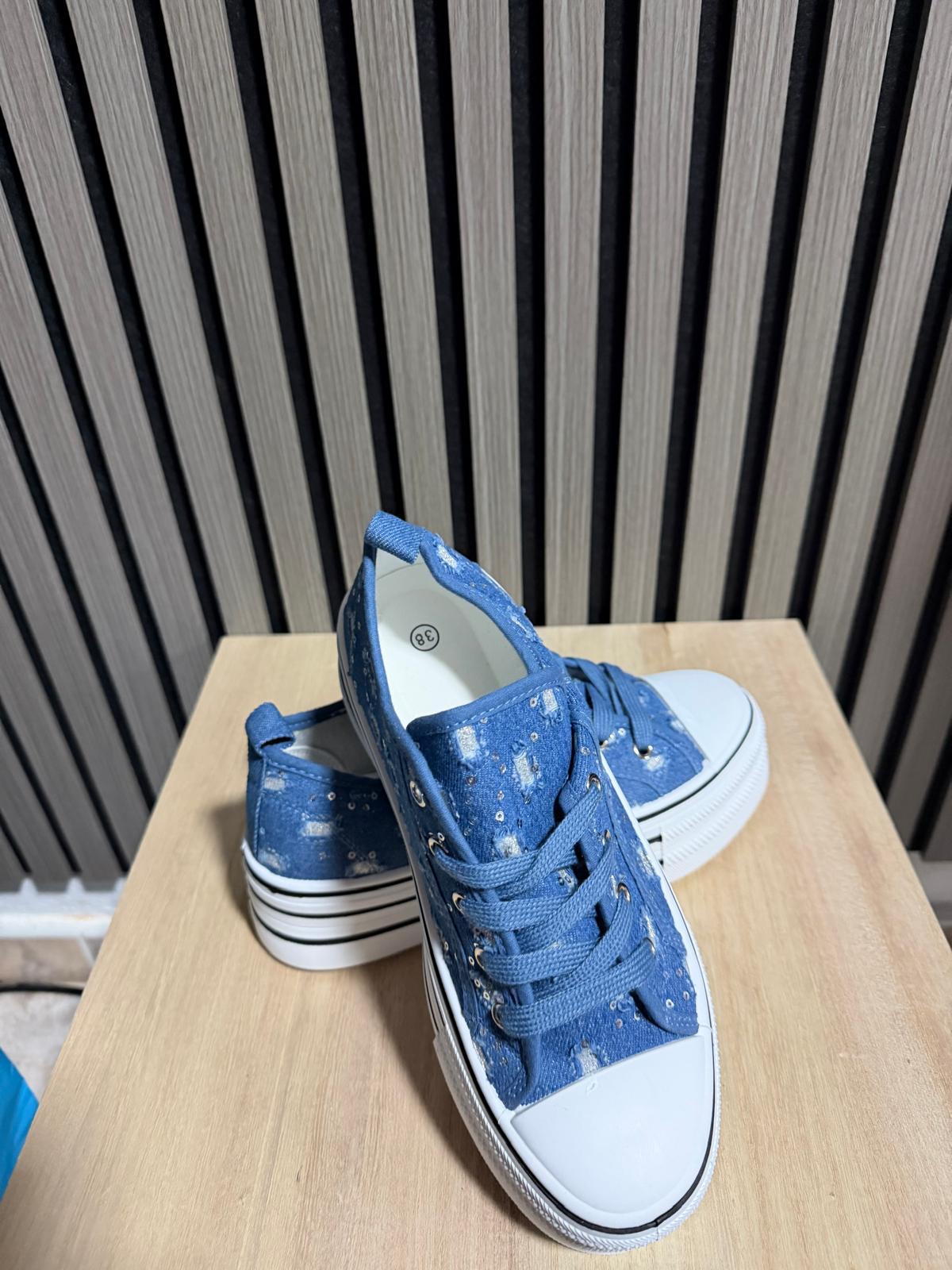 Zapatillas bambas de tela azul