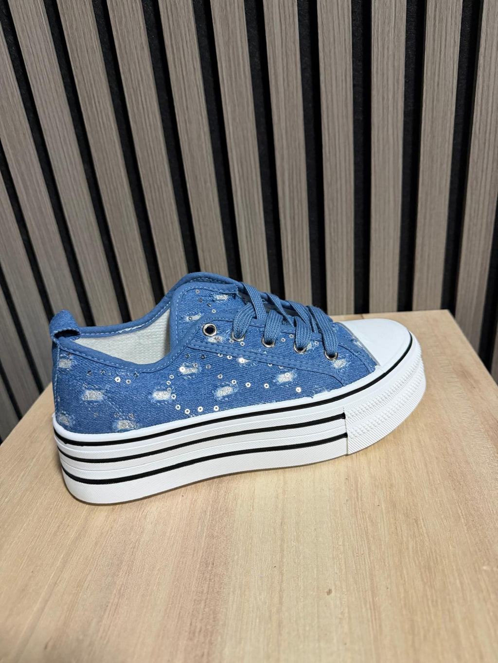 Zapatillas bambas de tela azul