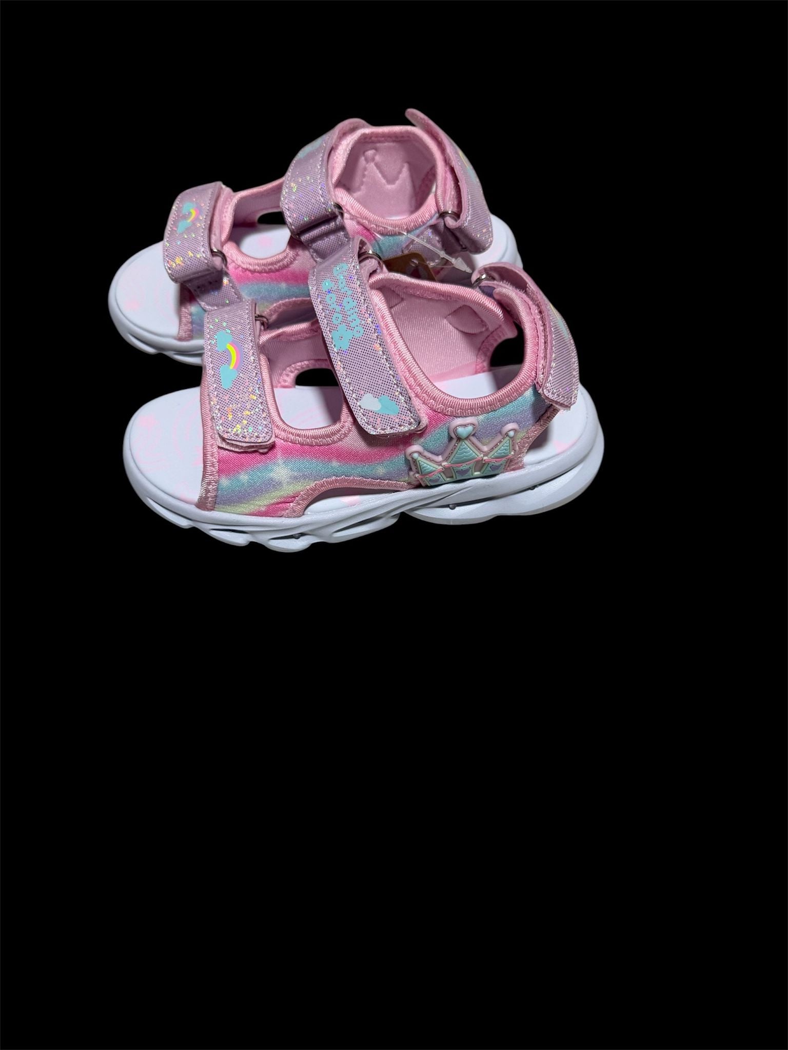 Sandalias luces niñas infantiles deportivas rosa con estampado unicornio