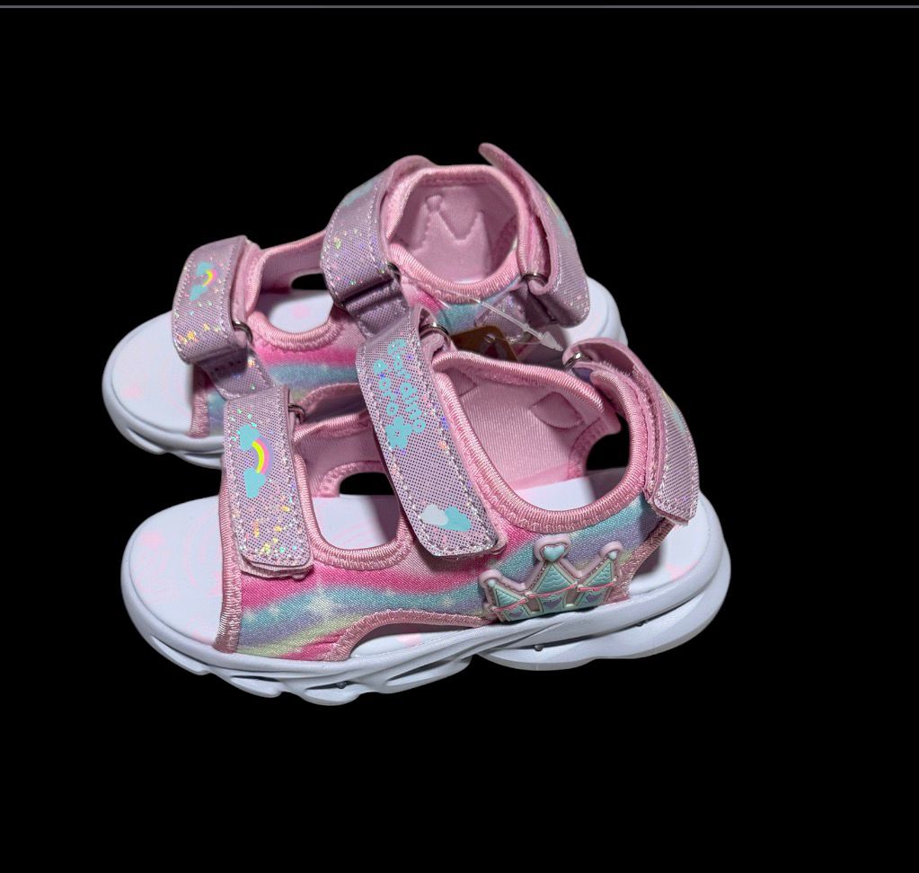 Sandalias luces niñas infantiles deportivas rosa con estampado unicornio