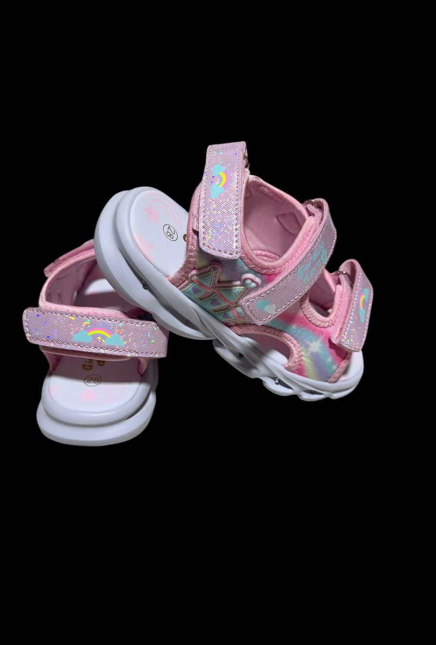 Sandalias luces niñas infantiles deportivas rosa con estampado unicornio